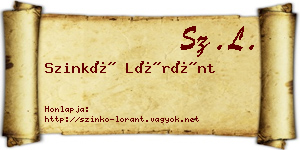 Szinkó Lóránt névjegykártya